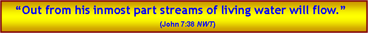 Text Box: “Out from his inmost part streams of living water will flow.”
(John 7:38 NWT)